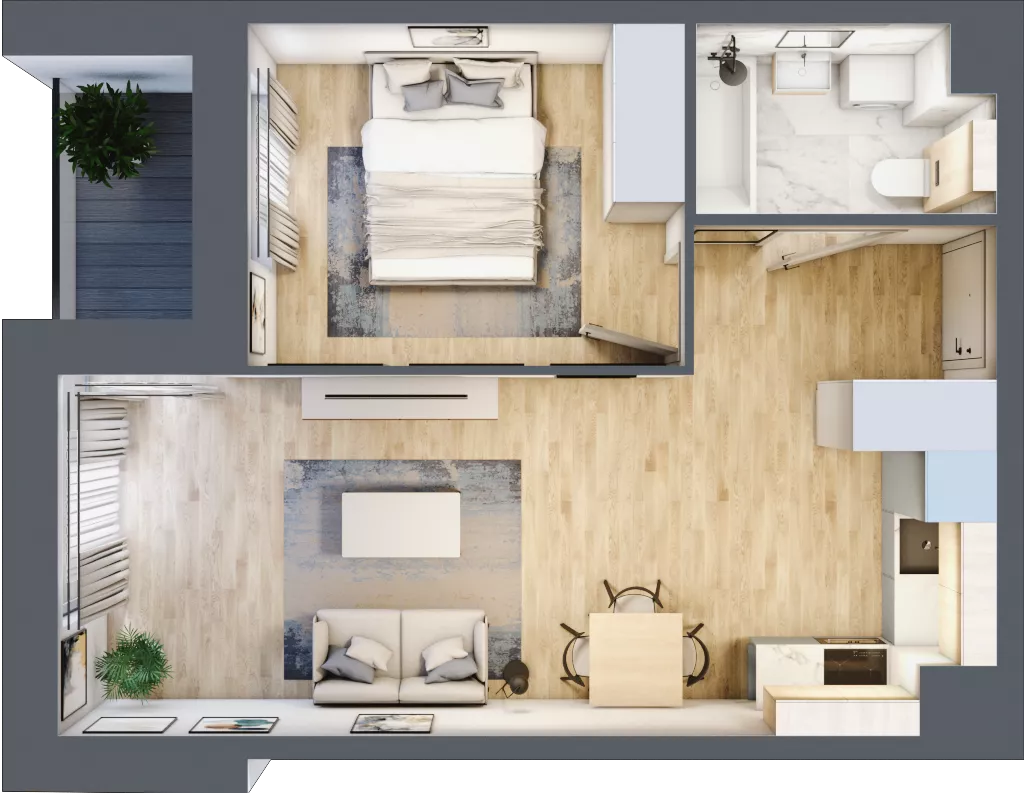 2 pokoje, mieszkanie 41,30 m², piętro 3, oferta nr B3/03/22, WUWA Vita II, Wrocław, Żerniki, Fabryczna, ul. T. Brzozy