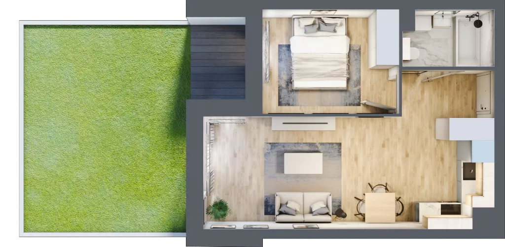 2 pokoje, mieszkanie 40,63 m², parter, oferta nr B3/00/02, WUWA Vita II, Wrocław, Żerniki, Fabryczna, ul. T. Brzozy