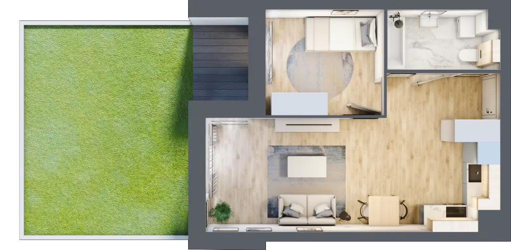 2 pokoje, mieszkanie 40,65 m², parter, oferta nr B3/00/04, WUWA Vita II, Wrocław, Żerniki, Fabryczna, ul. T. Brzozy