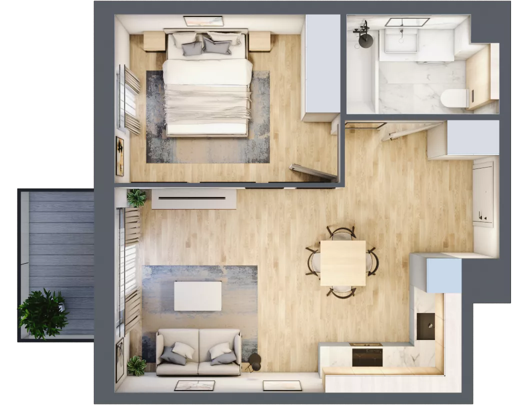 2 pokoje, mieszkanie 40,99 m², piętro 1, oferta nr 014/8, Aleje Praskie VIII, Warszawa, Praga Południe, Kamionek, ul. Podskarbińska