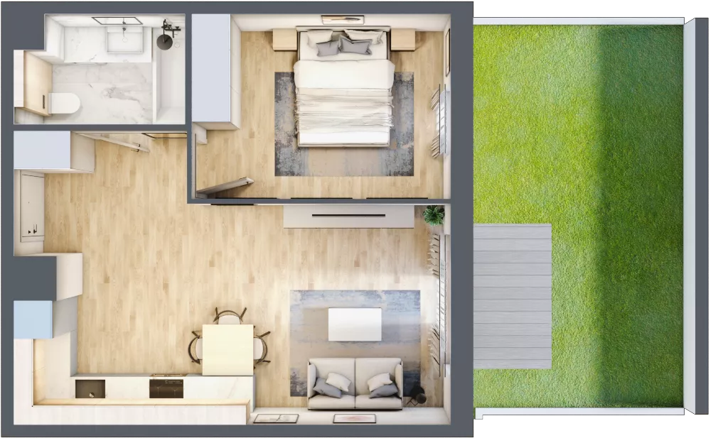 2 pokoje, mieszkanie 43,10 m², parter, oferta nr 060/8, Aleje Praskie VIII, Warszawa, Praga Południe, Kamionek, ul. Podskarbińska