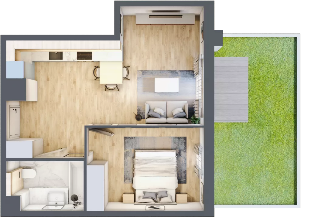 2 pokoje, mieszkanie 42,65 m², parter, oferta nr 002/8, Aleje Praskie VIII, Warszawa, Praga Południe, Kamionek, ul. Podskarbińska