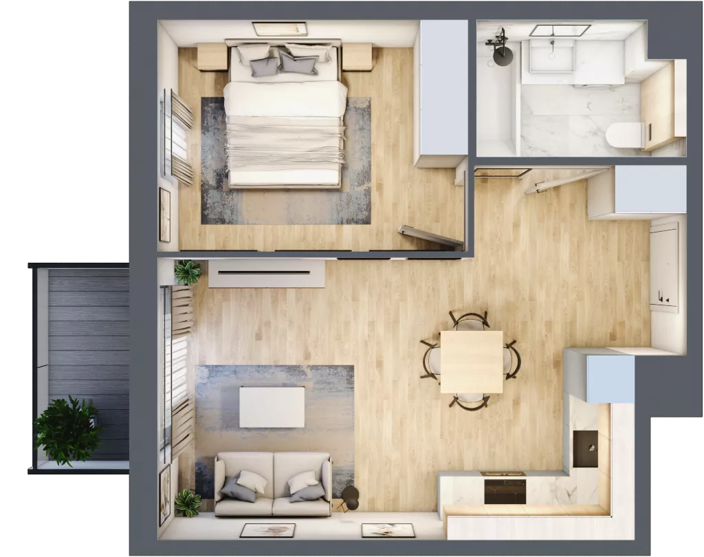 2 pokoje, mieszkanie 40,99 m², piętro 4, oferta nr 044/8, Aleje Praskie VIII, Warszawa, Praga Południe, Kamionek, ul. Podskarbińska