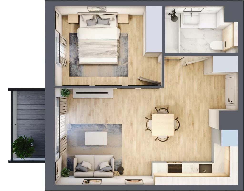 2 pokoje, mieszkanie 41,68 m², piętro 4, oferta nr 045/8, Aleje Praskie VIII, Warszawa, Praga Południe, Kamionek, ul. Podskarbińska