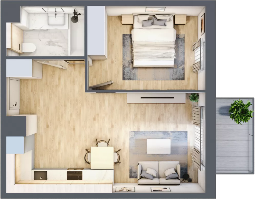 2 pokoje, mieszkanie 43,10 m², piętro 1, oferta nr 062/8, Aleje Praskie VIII, Warszawa, Praga Południe, Kamionek, ul. Podskarbińska