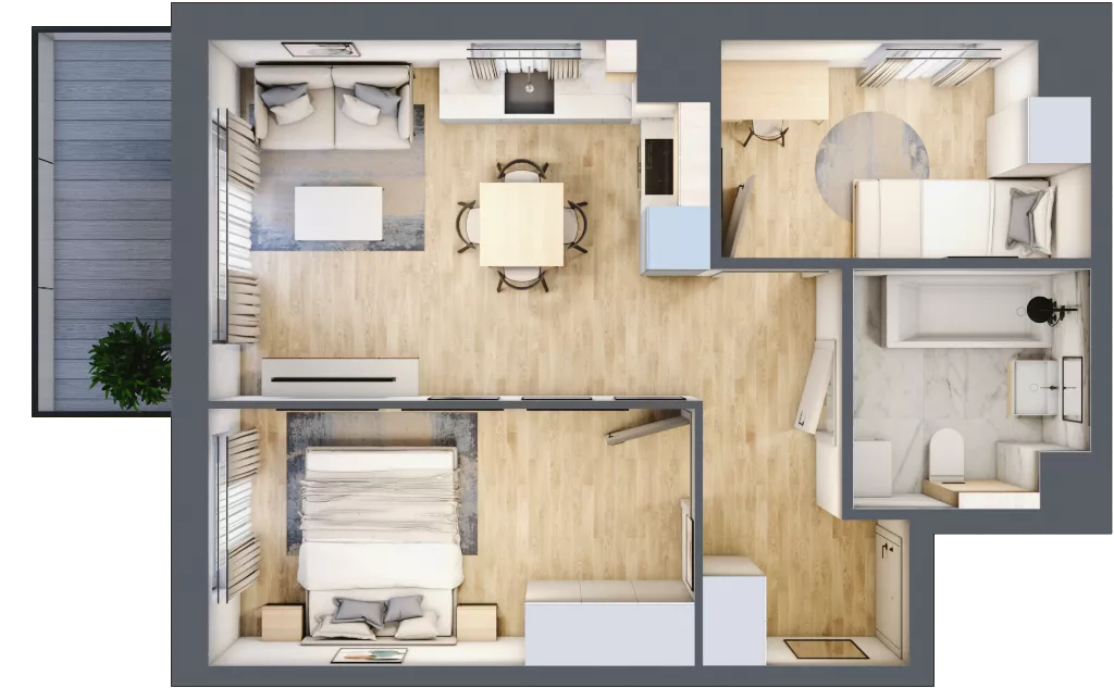 3 pokoje, mieszkanie 44,95 m², piętro 1, oferta nr 017/8, Aleje Praskie VIII, Warszawa, Praga Południe, Kamionek, ul. Podskarbińska