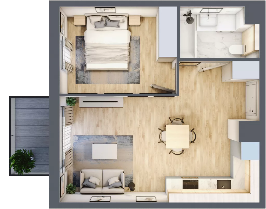 2 pokoje, mieszkanie 41,68 m², piętro 1, oferta nr 015/8, Aleje Praskie VIII, Warszawa, Praga Południe, Kamionek, ul. Podskarbińska