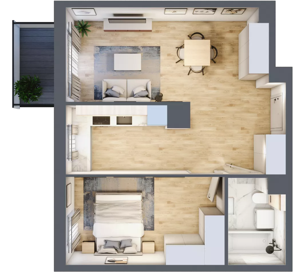 2 pokoje, mieszkanie 48,84 m², piętro 2, oferta nr 073/8, Aleje Praskie VIII, Warszawa, Praga Południe, Kamionek, ul. Podskarbińska