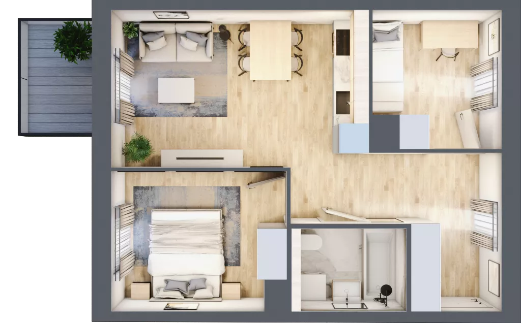 3 pokoje, mieszkanie 46,66 m², piętro 2, oferta nr BB0205, Viva Cité, Warszawa, Bemowo, Chrzanów, ul. Podgrodzie