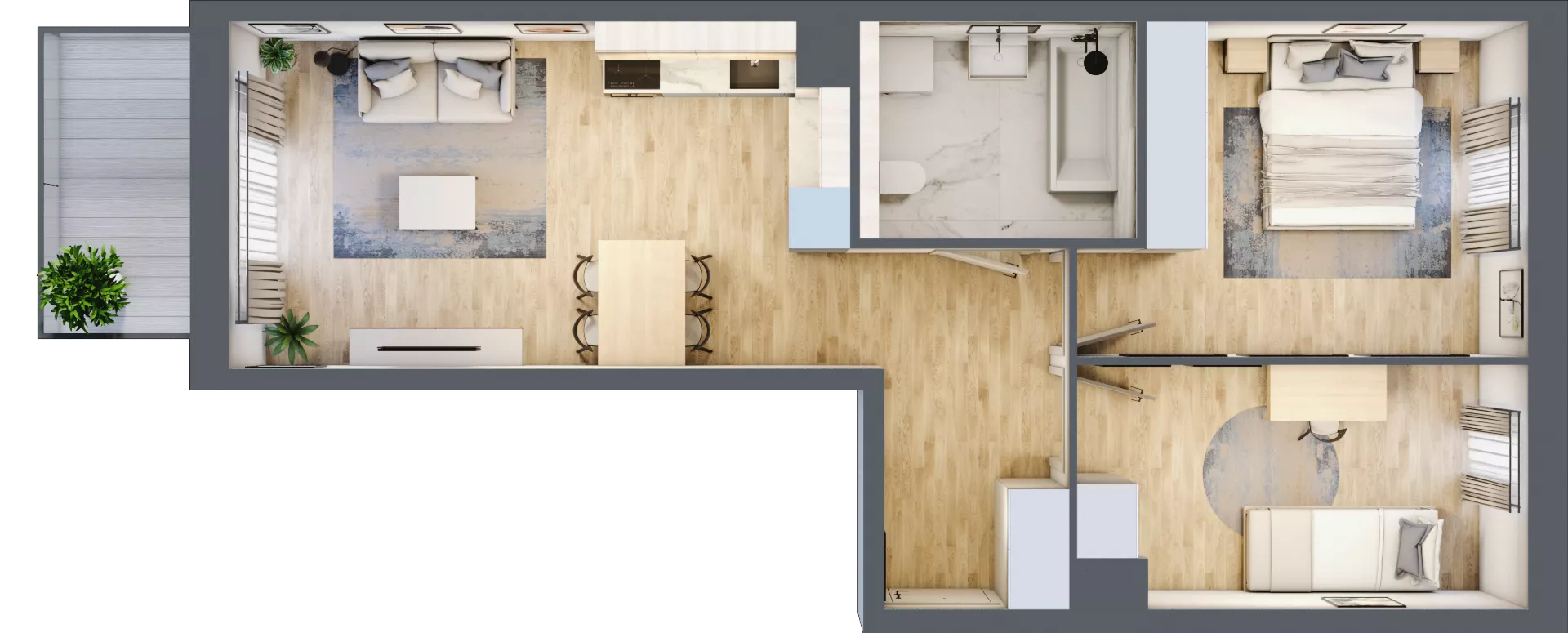 3 pokoje, mieszkanie 56,71 m², piętro 3, oferta nr BC0303, Viva Cité, Warszawa, Bemowo, Chrzanów, ul. Podgrodzie