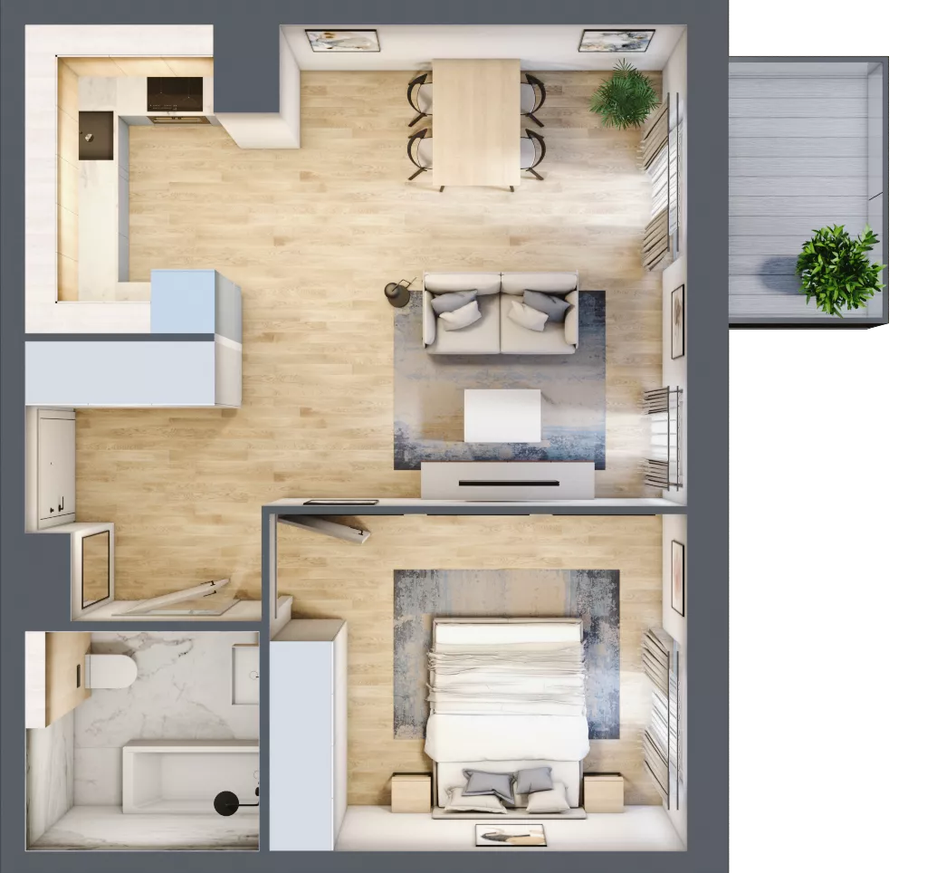 2 pokoje, mieszkanie 46,74 m², piętro 2, oferta nr BE0201, Viva Cité, Warszawa, Bemowo, Chrzanów, ul. Podgrodzie