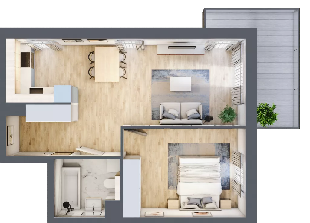 2 pokoje, mieszkanie 47,78 m², piętro 3, oferta nr BA0302, Viva Cité, Warszawa, Bemowo, Chrzanów, ul. Podgrodzie