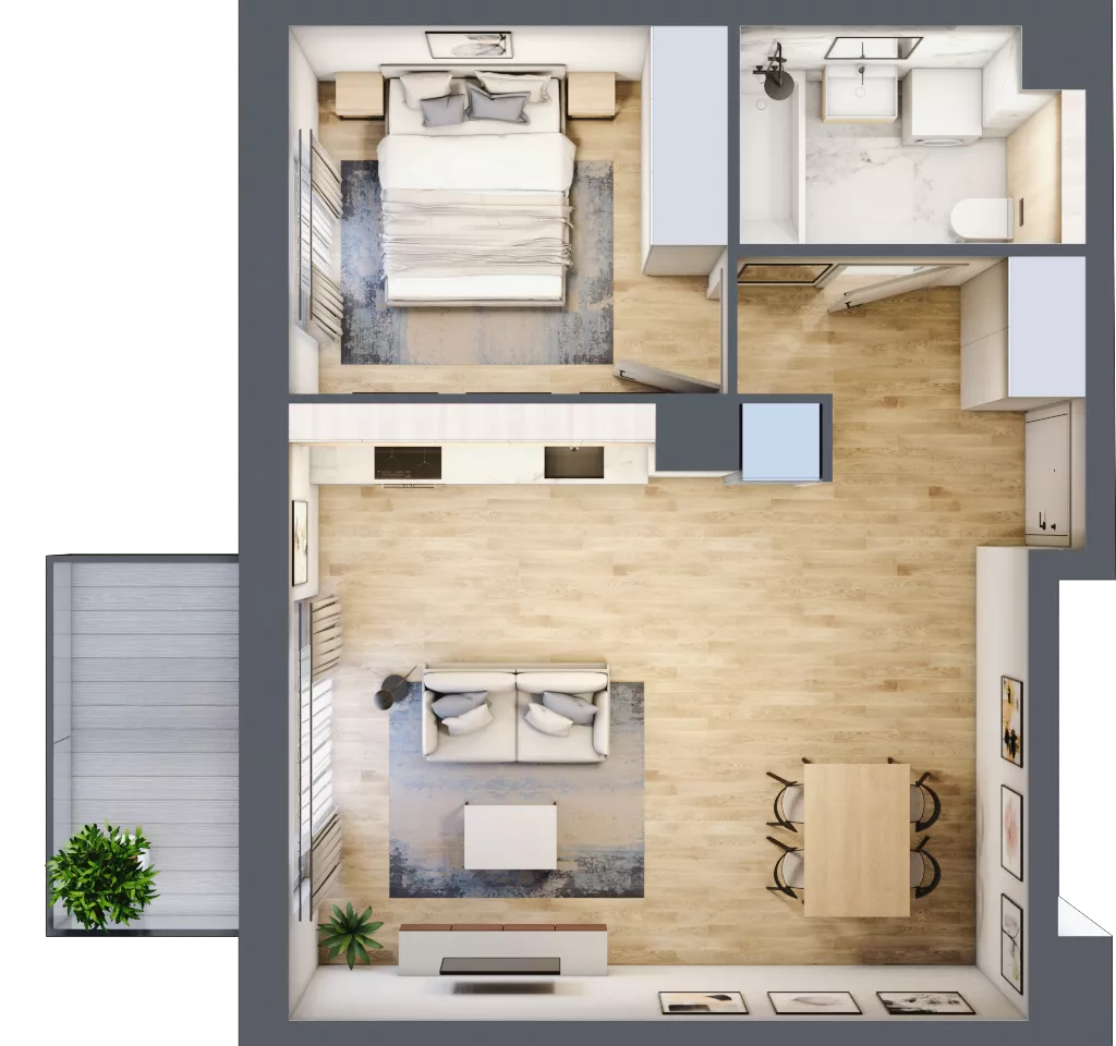2 pokoje, mieszkanie 45,60 m², piętro 2, oferta nr BC0202, Viva Cité, Warszawa, Bemowo, Chrzanów, ul. Podgrodzie