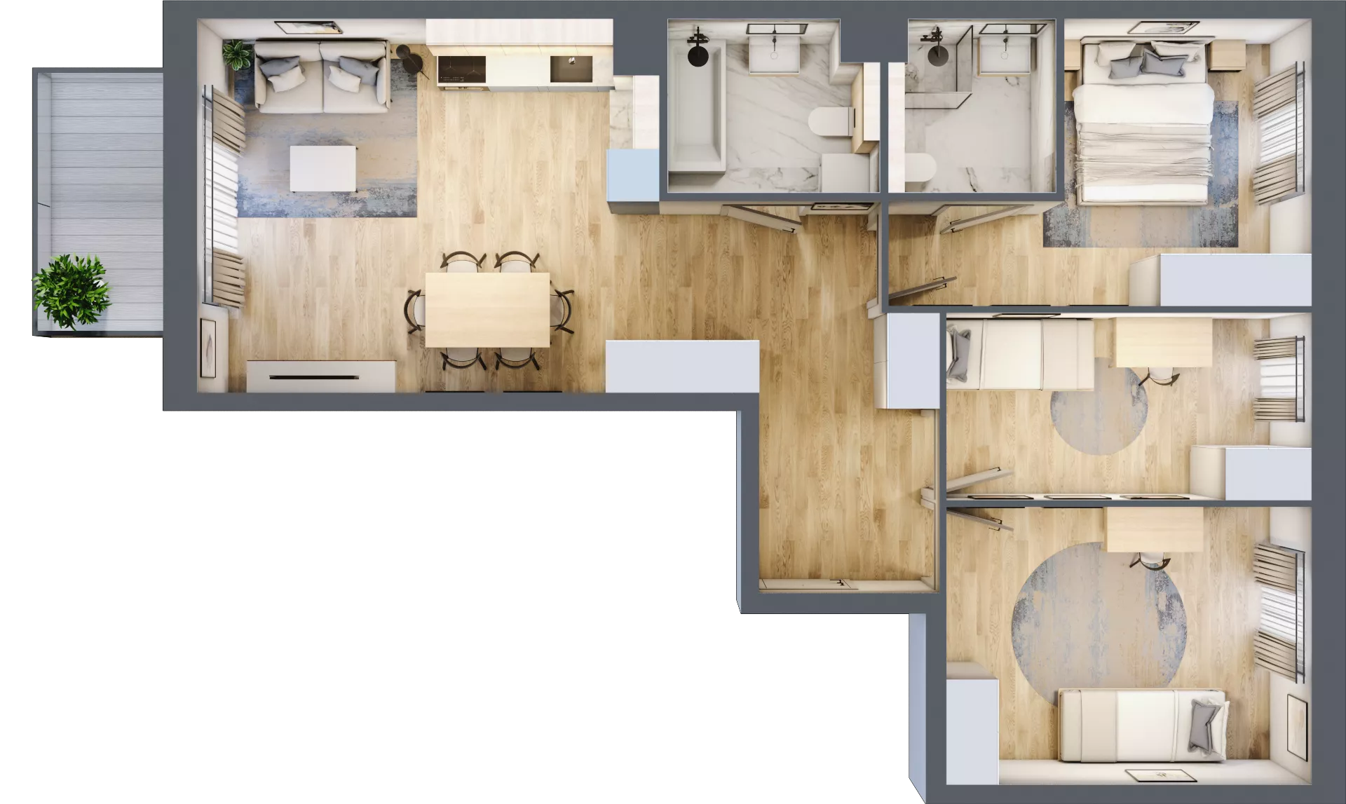 4 pokoje, mieszkanie 75,85 m², piętro 1, oferta nr BD0105, Viva Cité, Warszawa, Bemowo, Chrzanów, ul. Podgrodzie