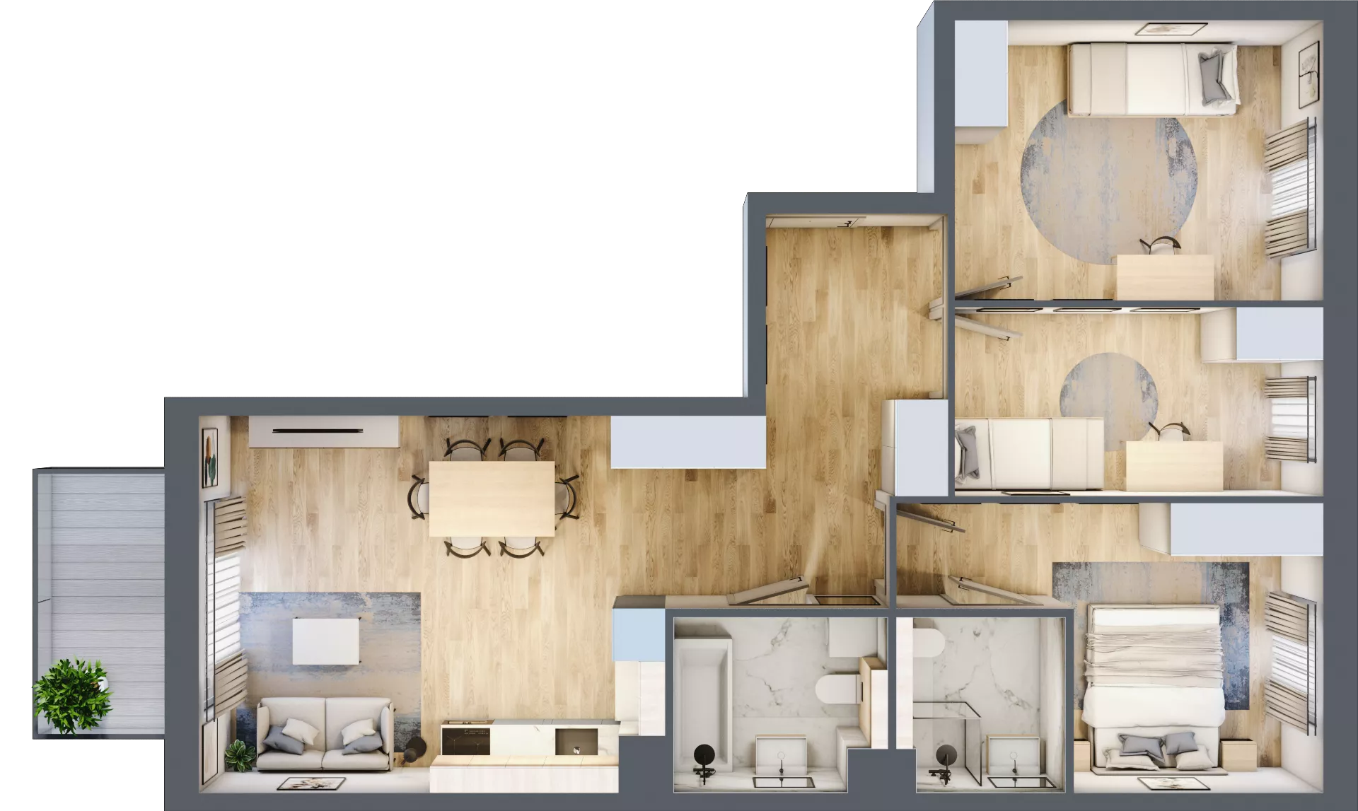 4 pokoje, mieszkanie 75,85 m², piętro 1, oferta nr BB0101, Viva Cité, Warszawa, Bemowo, Chrzanów, ul. Podgrodzie