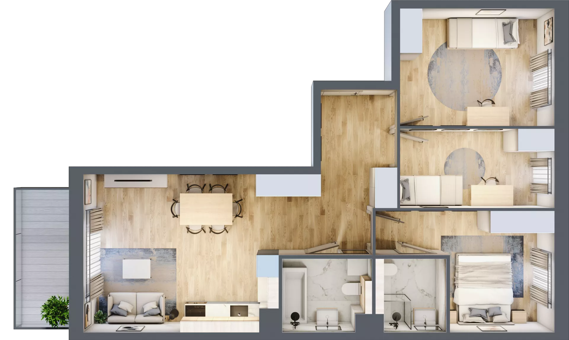 4 pokoje, mieszkanie 75,85 m², piętro 3, oferta nr BB0301, Viva Cité, Warszawa, Bemowo, Chrzanów, ul. Podgrodzie