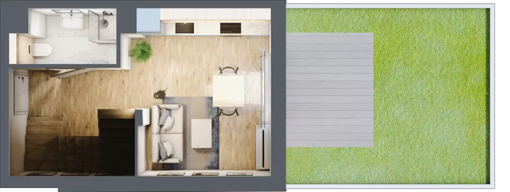 1 pokój, mieszkanie 44,59 m², parter, oferta nr BA0002, Viva Cité, Warszawa, Bemowo, Chrzanów, ul. Podgrodzie