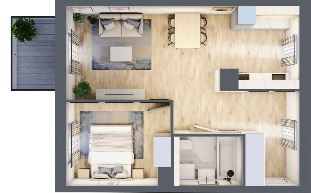 2 pokoje, mieszkanie 46,82 m², piętro 1, oferta nr BB0105, Viva Cité, Warszawa, Bemowo, Chrzanów, ul. Podgrodzie
