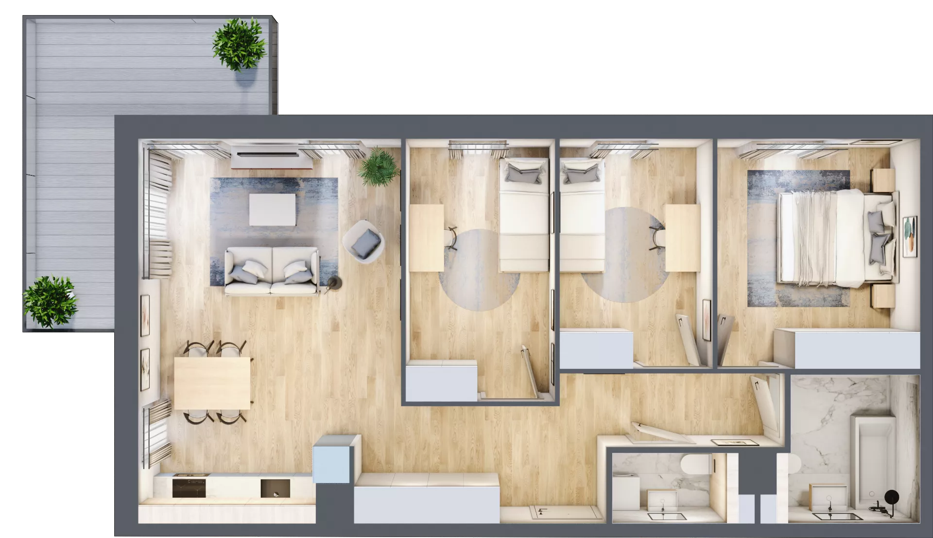 4 pokoje, mieszkanie 77,25 m², piętro 1, oferta nr BB0104, Viva Cité, Warszawa, Bemowo, Chrzanów, ul. Podgrodzie