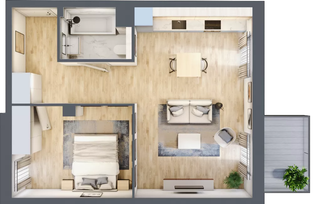 2 pokoje, mieszkanie 48,26 m², piętro 2, oferta nr BE0202, Viva Cité, Warszawa, Bemowo, Chrzanów, ul. Podgrodzie
