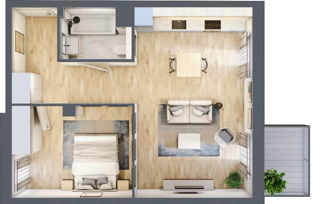 2 pokoje, mieszkanie 48,26 m², piętro 2, oferta nr BH0202, Viva Cité, Warszawa, Bemowo, Chrzanów, ul. Podgrodzie