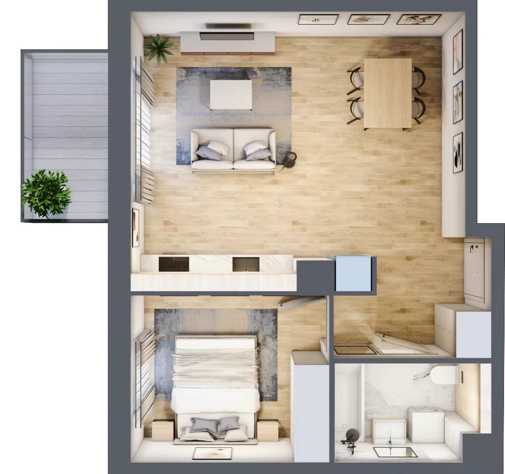 2 pokoje, mieszkanie 45,32 m², piętro 3, oferta nr BG0302, Viva Cité, Warszawa, Bemowo, Chrzanów, ul. Podgrodzie