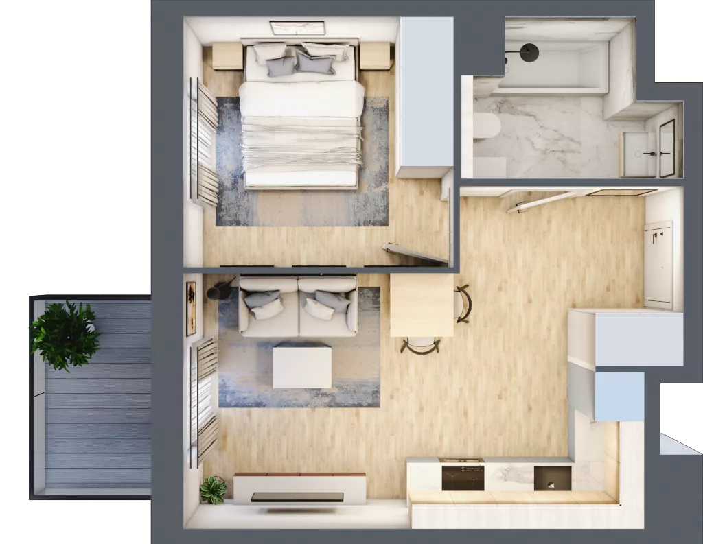 2 pokoje, mieszkanie 35,81 m², piętro 2, oferta nr AA0205, Viva Cité etap II, Warszawa, Bemowo, Chrzanów, ul. Podgrodzie