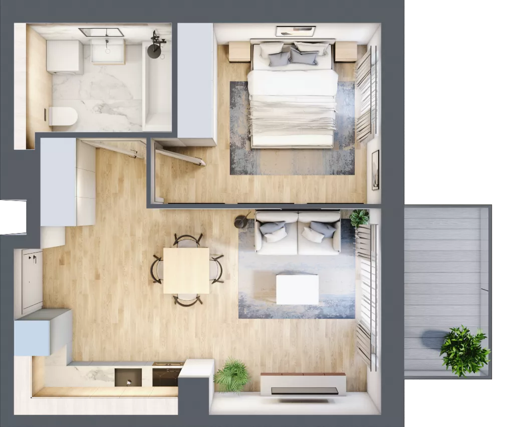 2 pokoje, mieszkanie 39,60 m², piętro 2, oferta nr AA0201, Viva Cité etap II, Warszawa, Bemowo, Chrzanów, ul. Podgrodzie