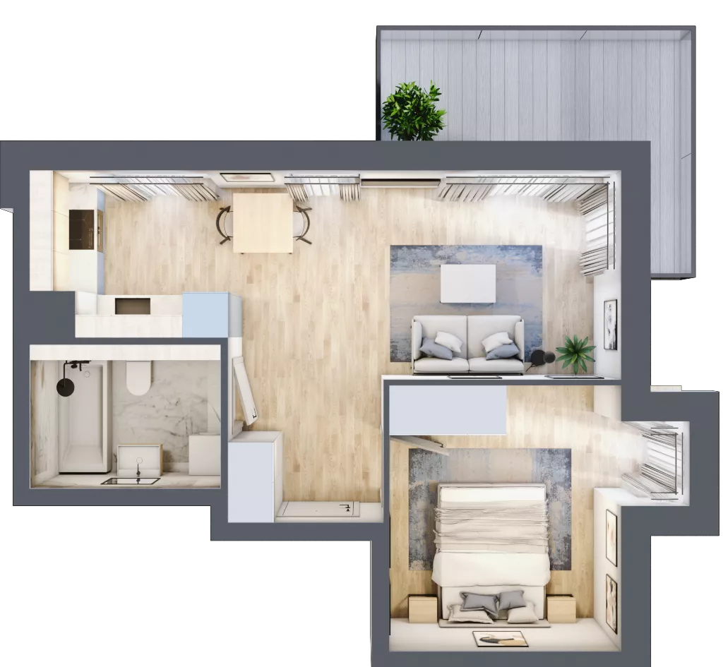 2 pokoje, mieszkanie 39,93 m², piętro 2, oferta nr AB0201, Viva Cité etap II, Warszawa, Bemowo, Chrzanów, ul. Podgrodzie
