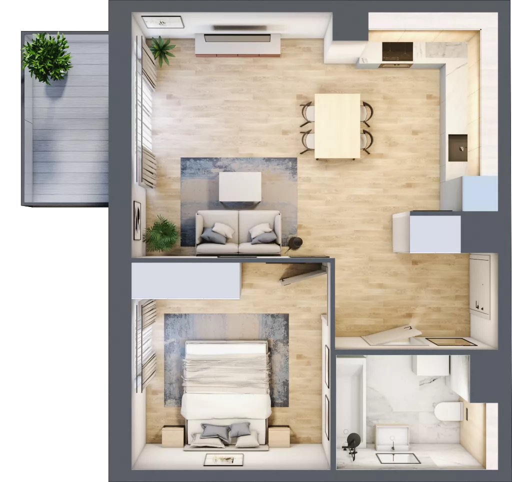 2 pokoje, mieszkanie 46,62 m², piętro 2, oferta nr AB0203, Viva Cité etap II, Warszawa, Bemowo, Chrzanów, ul. Podgrodzie