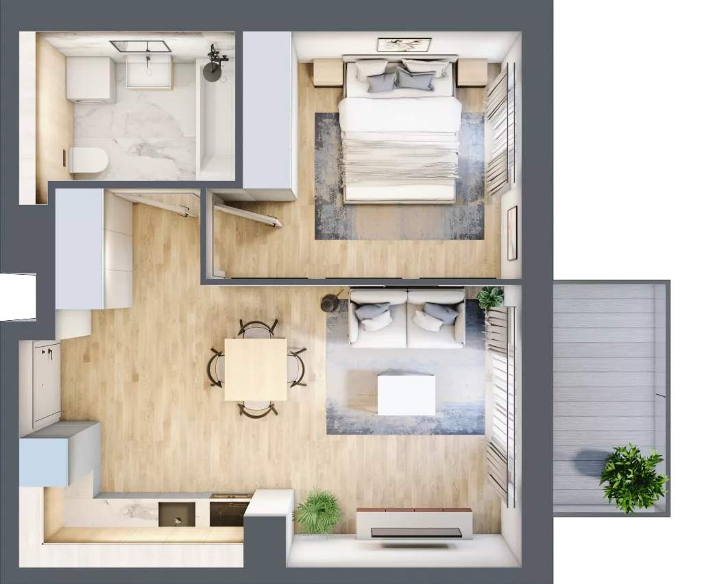 2 pokoje, mieszkanie 39,60 m², piętro 3, oferta nr AA0301, Viva Cité etap II, Warszawa, Bemowo, Chrzanów, ul. Podgrodzie