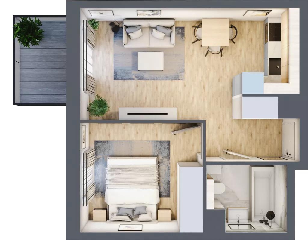 2 pokoje, mieszkanie 36,30 m², piętro 2, oferta nr AA0206, Viva Cité etap II, Warszawa, Bemowo, Chrzanów, ul. Podgrodzie