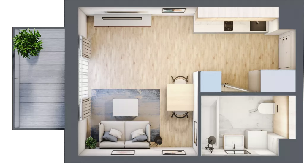 1 pokój, mieszkanie 25,73 m², piętro 2, oferta nr AD0202, Viva Cité etap II, Warszawa, Bemowo, Chrzanów, ul. Podgrodzie