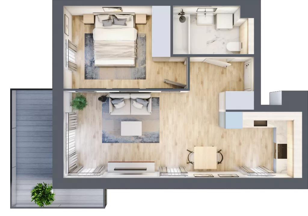 2 pokoje, mieszkanie 43,82 m², piętro 2, oferta nr AE0206, Viva Cité etap II, Warszawa, Bemowo, Chrzanów, ul. Podgrodzie