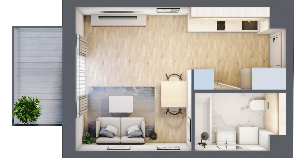 1 pokój, mieszkanie 25,73 m², piętro 1, oferta nr AD0102, Viva Cité etap II, Warszawa, Bemowo, Chrzanów, ul. Podgrodzie