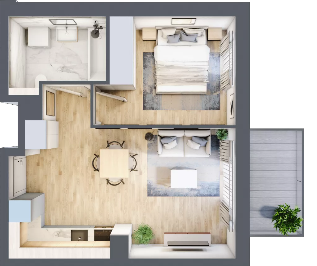 2 pokoje, mieszkanie 39,33 m², piętro 2, oferta nr AC0201, Viva Cité etap II, Warszawa, Bemowo, Chrzanów, ul. Podgrodzie