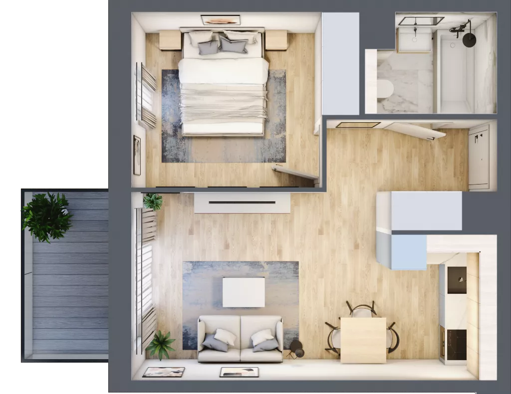 2 pokoje, mieszkanie 37,57 m², piętro 2, oferta nr AC0205, Viva Cité etap II, Warszawa, Bemowo, Chrzanów, ul. Podgrodzie