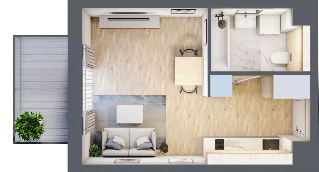 1 pokój, mieszkanie 25,73 m², piętro 1, oferta nr AD0103, Viva Cité etap II, Warszawa, Bemowo, Chrzanów, ul. Podgrodzie
