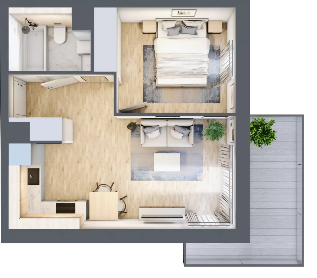 2 pokoje, mieszkanie 36,44 m², piętro 2, oferta nr AE0205, Viva Cité etap II, Warszawa, Bemowo, Chrzanów, ul. Podgrodzie