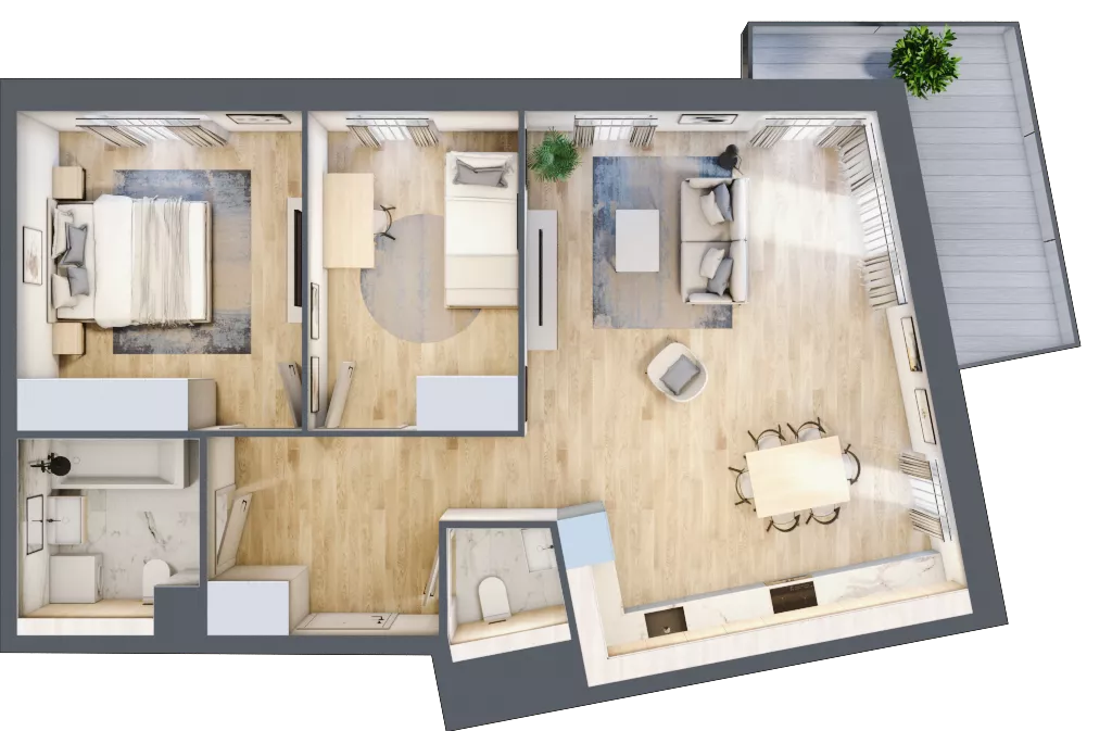 3 pokoje, mieszkanie 67,72 m², piętro 2, oferta nr AE0202, Viva Cité etap II, Warszawa, Bemowo, Chrzanów, ul. Podgrodzie