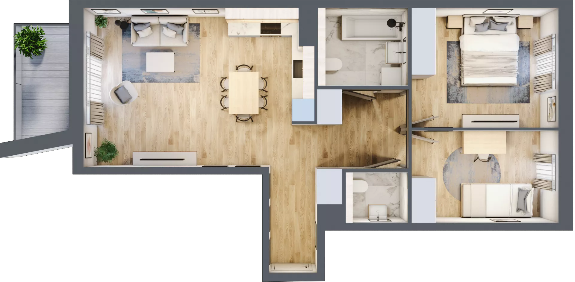 3 pokoje, mieszkanie 65,75 m², piętro 2, oferta nr AE0201, Viva Cité etap II, Warszawa, Bemowo, Chrzanów, ul. Podgrodzie