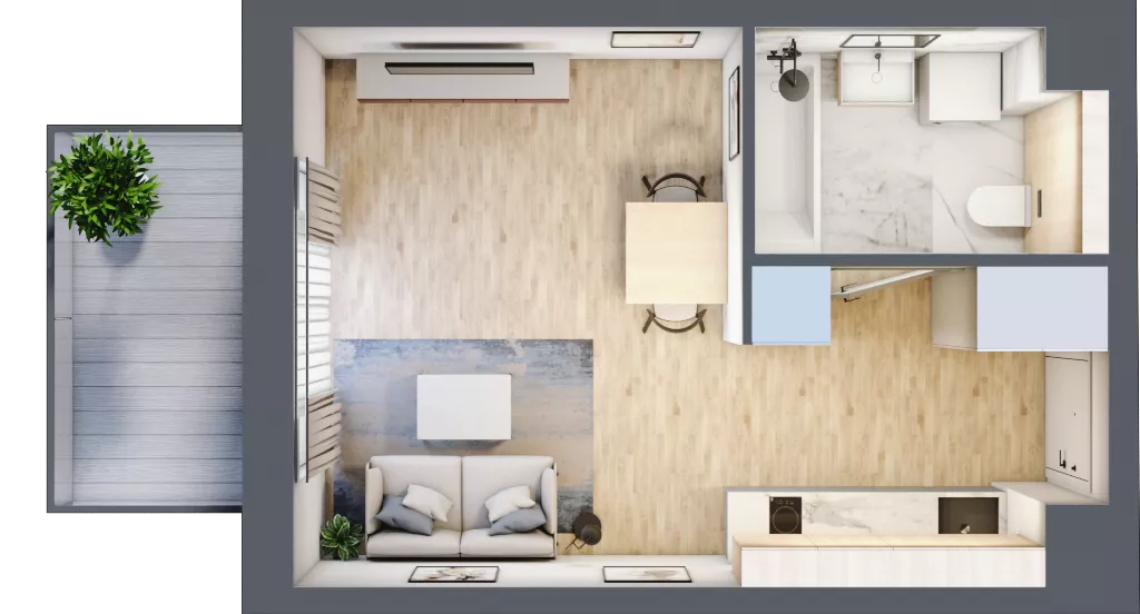 1 pokój, mieszkanie 25,73 m², piętro 2, oferta nr AD0203, Viva Cité etap II, Warszawa, Bemowo, Chrzanów, ul. Podgrodzie