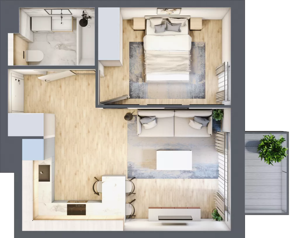 2 pokoje, mieszkanie 37,24 m², piętro 3, oferta nr AA0308, Stacja Rembertów, Warszawa, Rembertów, ul. Fiszera 36