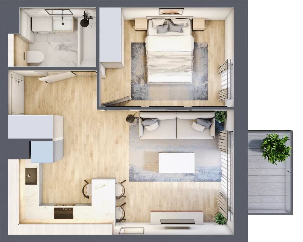 2 pokoje, mieszkanie 37,95 m², piętro 1, oferta nr AA0107, Stacja Rembertów, Warszawa, Rembertów, ul. Fiszera 36