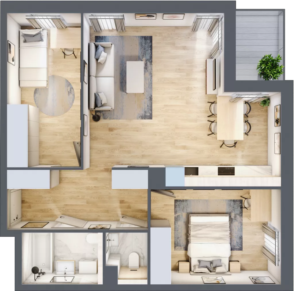3 pokoje, mieszkanie 66,68 m², piętro 1, oferta nr AA0102, Stacja Rembertów, Warszawa, Rembertów, ul. Fiszera 36