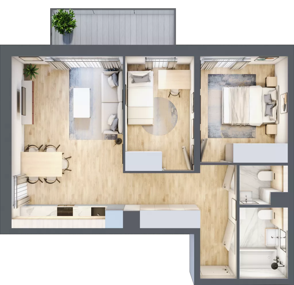 3 pokoje, mieszkanie 57,08 m², piętro 1, oferta nr AB0106, Stacja Rembertów, Warszawa, Rembertów, ul. Fiszera 36