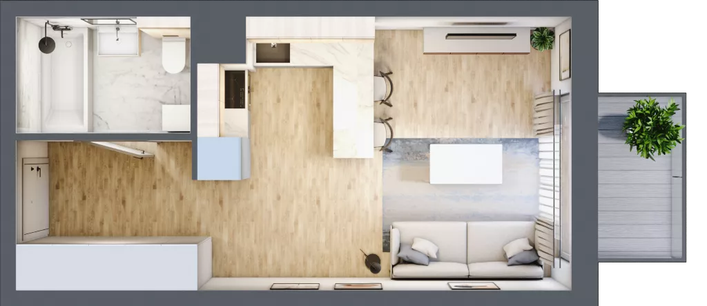 1 pokój, mieszkanie 28,88 m², piętro 3, oferta nr AA0305, Stacja Rembertów, Warszawa, Rembertów, ul. Fiszera 36