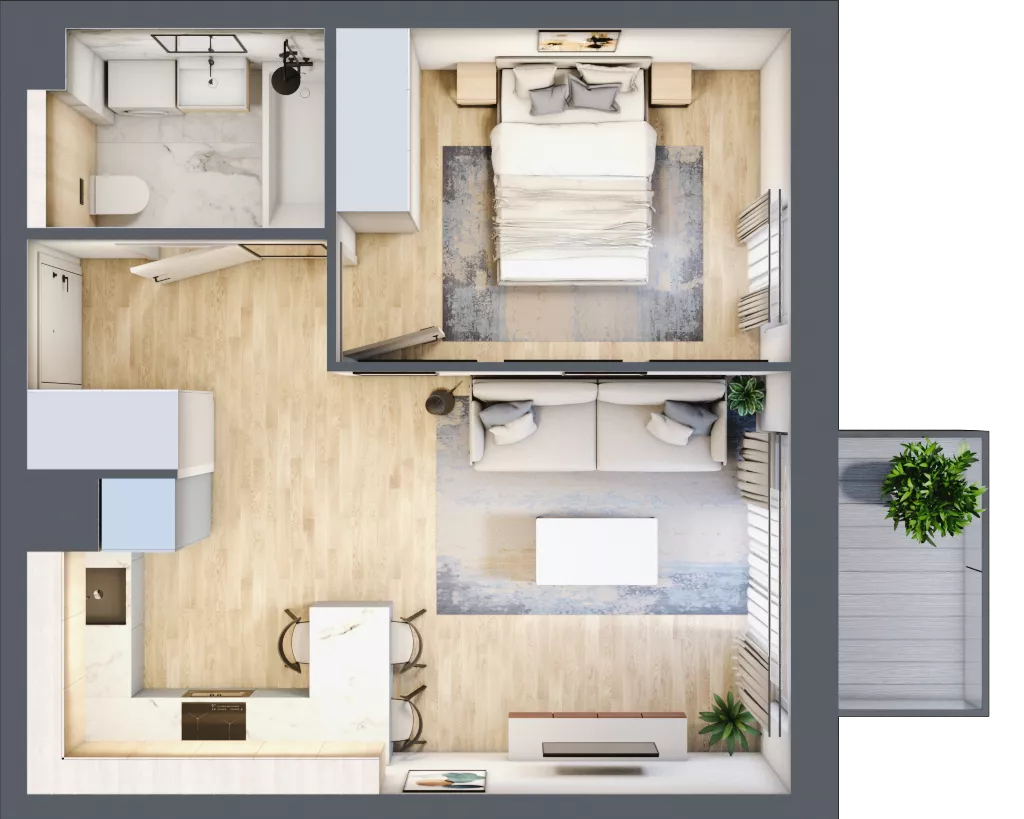 2 pokoje, mieszkanie 37,96 m², piętro 3, oferta nr AA0306, Stacja Rembertów, Warszawa, Rembertów, ul. Fiszera 36