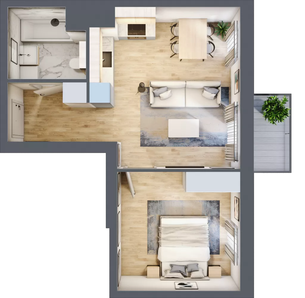 2 pokoje, mieszkanie 41,75 m², piętro 4, oferta nr AA.04.10, Ptasia Vita, Poznań, Grunwald, Grunwald Południe, ul. Ptasia 32