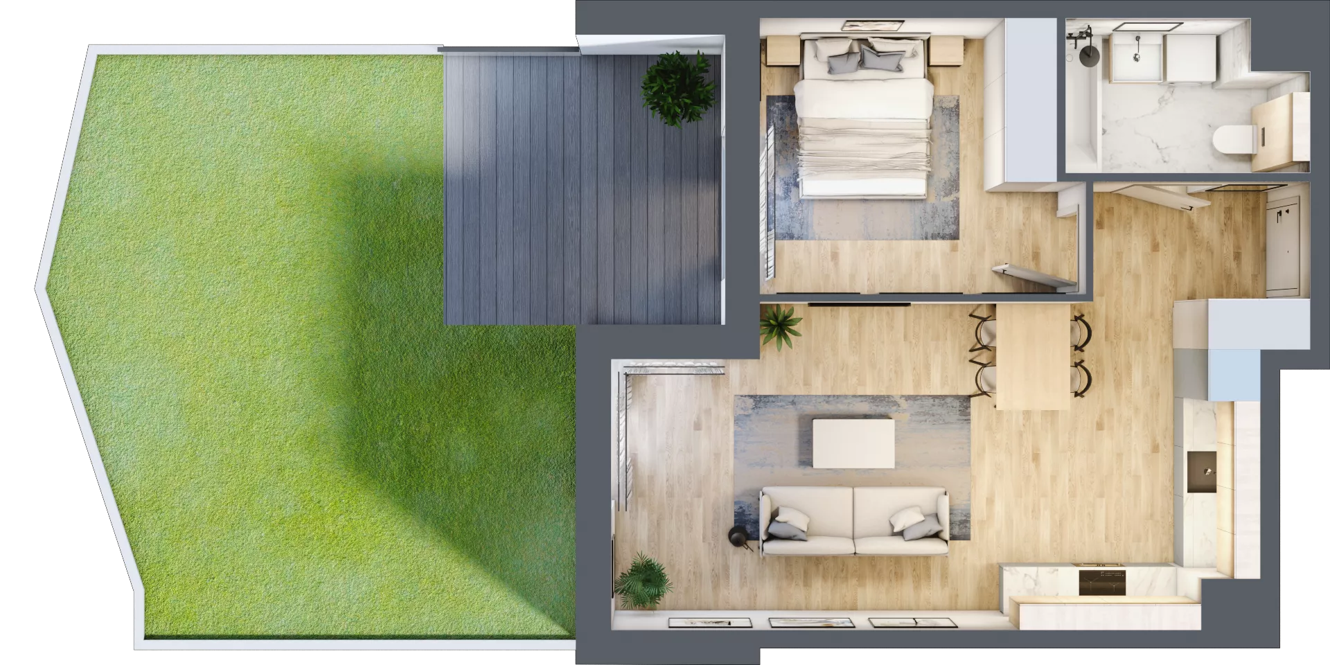 2 pokoje, mieszkanie 47,07 m², parter, oferta nr AB.00.05, Ptasia Vita, Poznań, Grunwald, Grunwald Południe, ul. Ptasia 32
